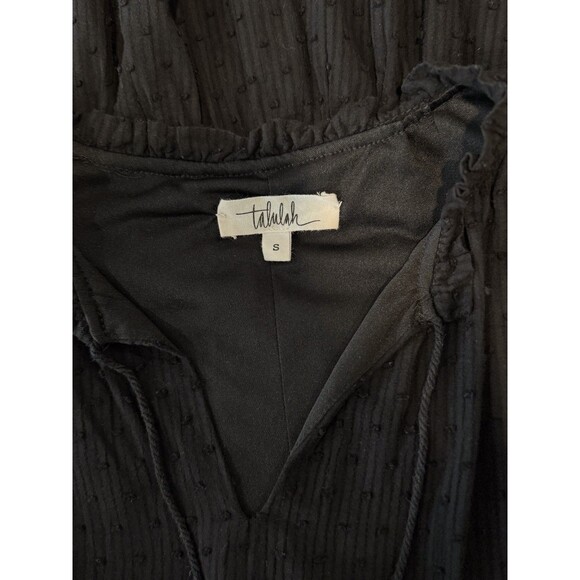 Talulah Womens Dress Black Mini Layered Ruffle Swiss Dot V Neck Fit Flare Small - Picture 3 of 11